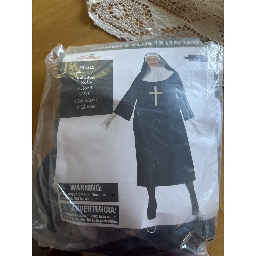 Nun Costume Cosplay Religious Catholic Woman Adult Sz OSFM S M L Halloween New